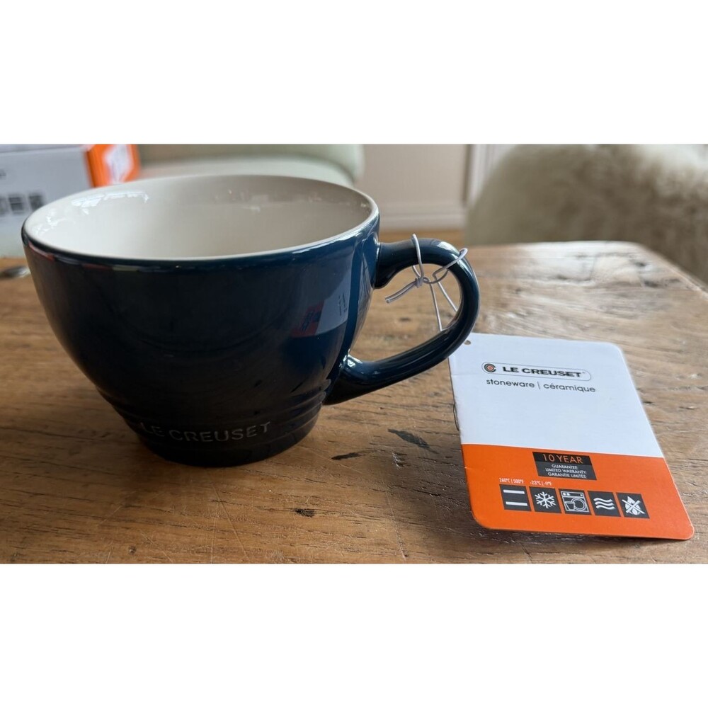 Le Creuset Stoneware Giant Cappuccino Bistro Mug 14 oz Nuit Blue NEW